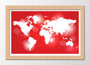 Cuadro enmarcado natural mapamundi color rojo y blanco