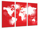 Tríptico mapamundi color rojo y blanco