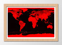 Cuadro enmarcado natural mapamundi color rojo y negro