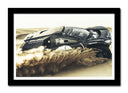 Cuadro enmarcado negro Coche Peugeot Carreras Rally Sobre Duna en el Desierto