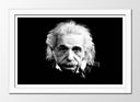 Cuadro enmarcado blanco Albert Einstein, ciencia, astrofisico, blanco y negro