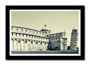 Cuadro enmarcado negro catedral torre de pisa, ciudad de italia, sepia