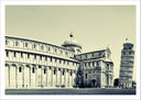Lámina catedral torre de pisa, ciudad de italia, sepia