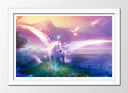 Cuadro enmarcado blanco Paisaje Naturaleza Lago Fantasia Caballo Unicornio