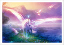 Lámina Paisaje Naturaleza Lago Fantasia Caballo Unicornio