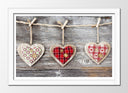 Cuadro enmarcado blanco Decoracion Romantica Original Corazones de Madera