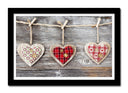 Cuadro enmarcado negro Decoracion Romantica Original Corazones de Madera