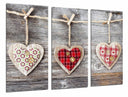Tríptico Decoracion Romantica Original Corazones de Madera