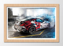 Cuadro enmarcado natural Coche Carreras Rally Nissan Mismo, Garaje con Humo