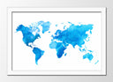 Cuadro enmarcado blanco mapamundi color azul claro fondo blanco