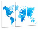 Tríptico mapamundi color azul claro fondo blanco