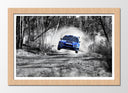 Cuadro enmarcado natural Coche Carreas Subaru Azul Paisaje Bosque, Blanco y Negro