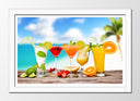 Cuadro enmarcado blanco cocteles, colores, refrescante