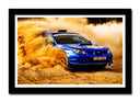 Cuadro enmarcado negro Paisaje Desierto Nuve Arena, Coche Carreras Azul Rally