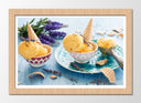 Cuadro enmarcado natural copas de helado, postre, naranja, refrescante