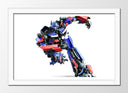 Cuadro enmarcado blanco transformers, optimus prime, coche, azul y rojo