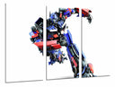 Tríptico transformers, optimus prime, coche, azul y rojo