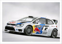 Lámina Deporte Coche Carrera Rally Volkswagen Blanco Red Bull