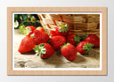 Cuadro enmarcado natural fresas sobre madera, fruta, rojo