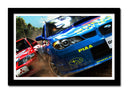 Cuadro enmarcado negro Deporte Competicion Rally Subaru, Coches Rojo y Azul