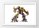 Cuadro enmarcado blanco transformer, bumblebee, coche amarillo