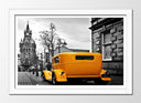 Cuadro enmarcado blanco Coche Clasico Amarillo, vintage, ciudad de londres
