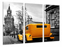 Tríptico Coche Clasico Amarillo, vintage, ciudad de londres