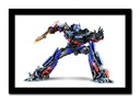 Cuadro enmarcado negro transformer, optimus prime, coche azul y rojo