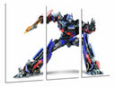 Tríptico transformer, optimus prime, coche azul y rojo