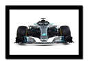 Cuadro enmarcado negro Formula 1, Mercedes Fórmula 1 W09 2018, Hamilton, Bottas
