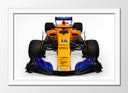 Cuadro enmarcado blanco Formula 1, McLaren MCL33 2018, Fernando Alonso, Vandoorne