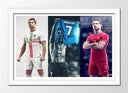Cuadro enmarcado blanco cristiano ronaldo, equipacion
