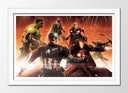 Cuadro enmarcado blanco marvel, superheroes, multiverso