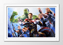 Cuadro enmarcado blanco marvel, superheroes, multiverso, estilo comic