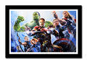 Cuadro enmarcado negro marvel, superheroes, multiverso, estilo comic