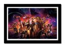 Cuadro enmarcado negro marvel, superheroes, multiverso