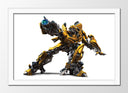 Cuadro enmarcado blanco transformer, bumblebee, coche amarillo