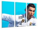 Tríptico cristiano ronaldo, fondo azul, equipacion madrid