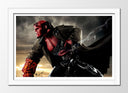 Cuadro enmarcado blanco hellboy, demonio rojo