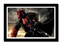 Cuadro enmarcado negro hellboy, demonio rojo