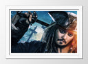 Cuadro enmarcado blanco piratas del caribe, capitan jack sparrow