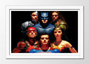 Cuadro enmarcado blanco la liga de la justicia, DC, superheroes