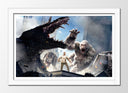 Cuadro enmarcado blanco godzlia vs king kong