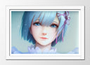 Cuadro enmarcado blanco Anime Rem