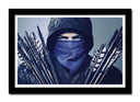 Cuadro enmarcado negro robbin hood, arquero, imagen animada