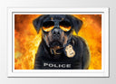 Cuadro enmarcado blanco show dogs, perro policia