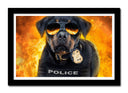 Cuadro enmarcado negro show dogs, perro policia