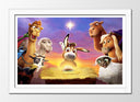 Cuadro enmarcado blanco pelicula infantil, Se armo el Belen, animales, navidad, animacion