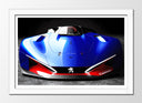 Cuadro enmarcado blanco peugeot L500 R hibrido,azul electrico