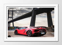 Cuadro enmarcado blanco lamborghini aventador, rojo y negro